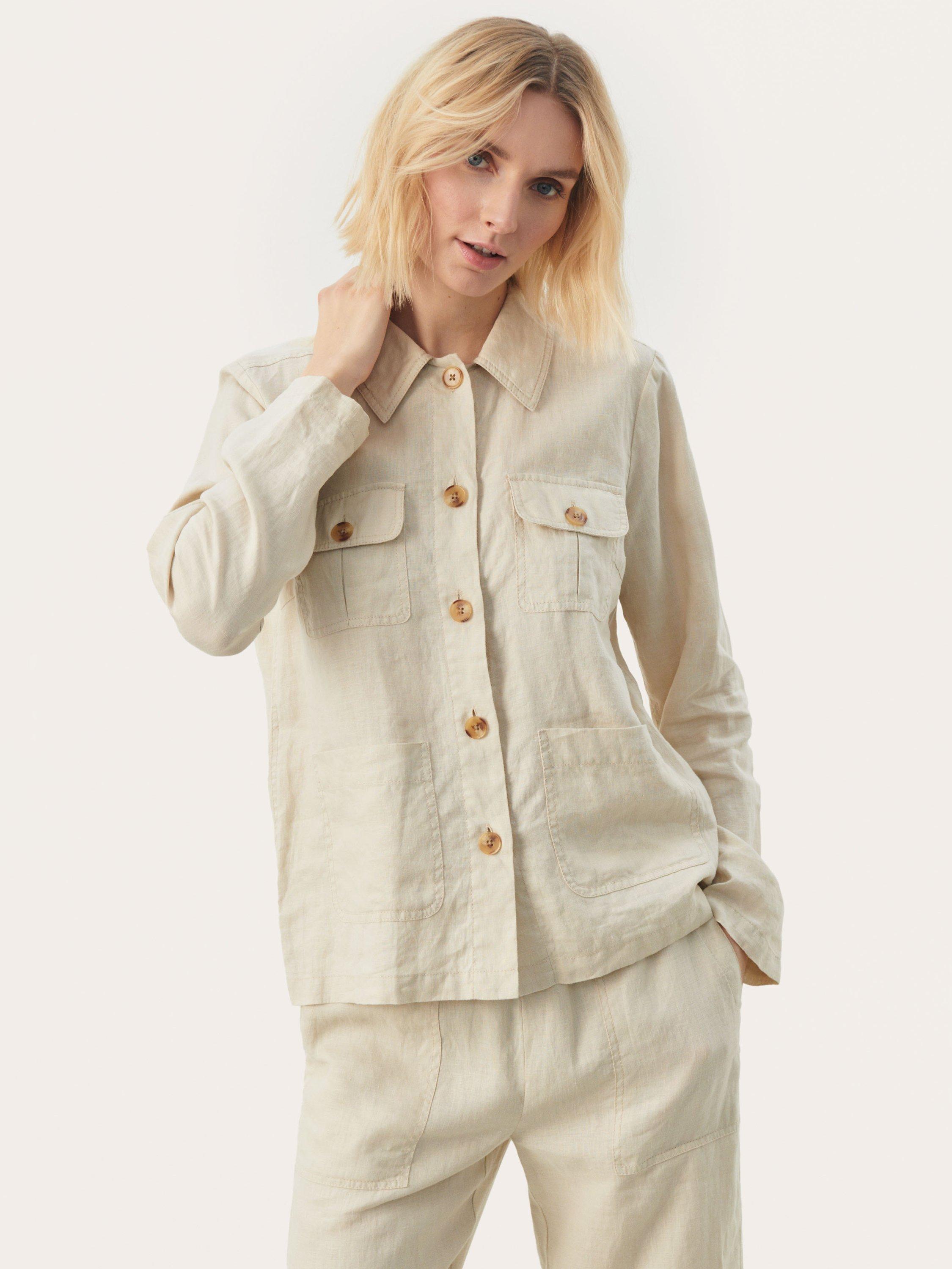 Part Two Elnora Linen Shacket, French Oak