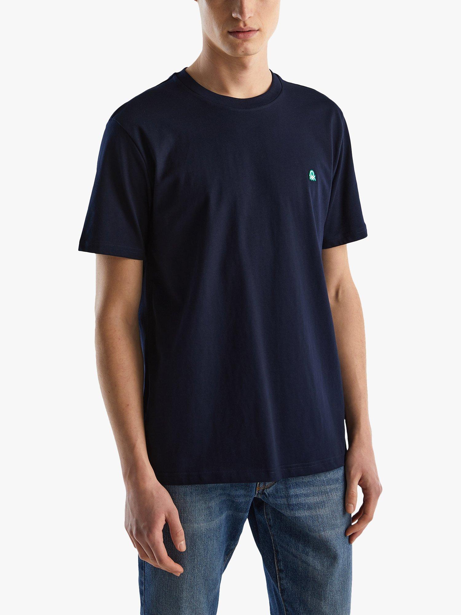Product image 1 of 4, which shows Benetton Short Sleeve T-Shirt, Navy Blue, S