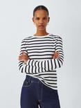 AND/OR Rib Stripe Long Sleeve Top, White/Black