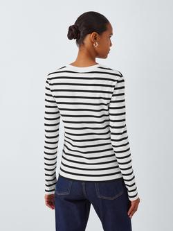 AND/OR Rib Stripe Long Sleeve Top, White/Black - view 2, White/Black