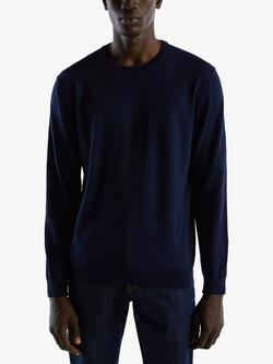 Benetton Cotton Crew Neck Jumper, Navy, Navy
