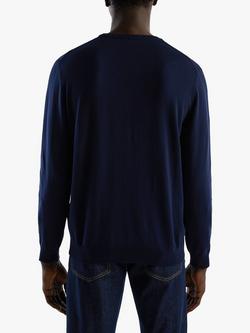 Benetton Cotton Crew Neck Jumper, Navy - view 2, Navy