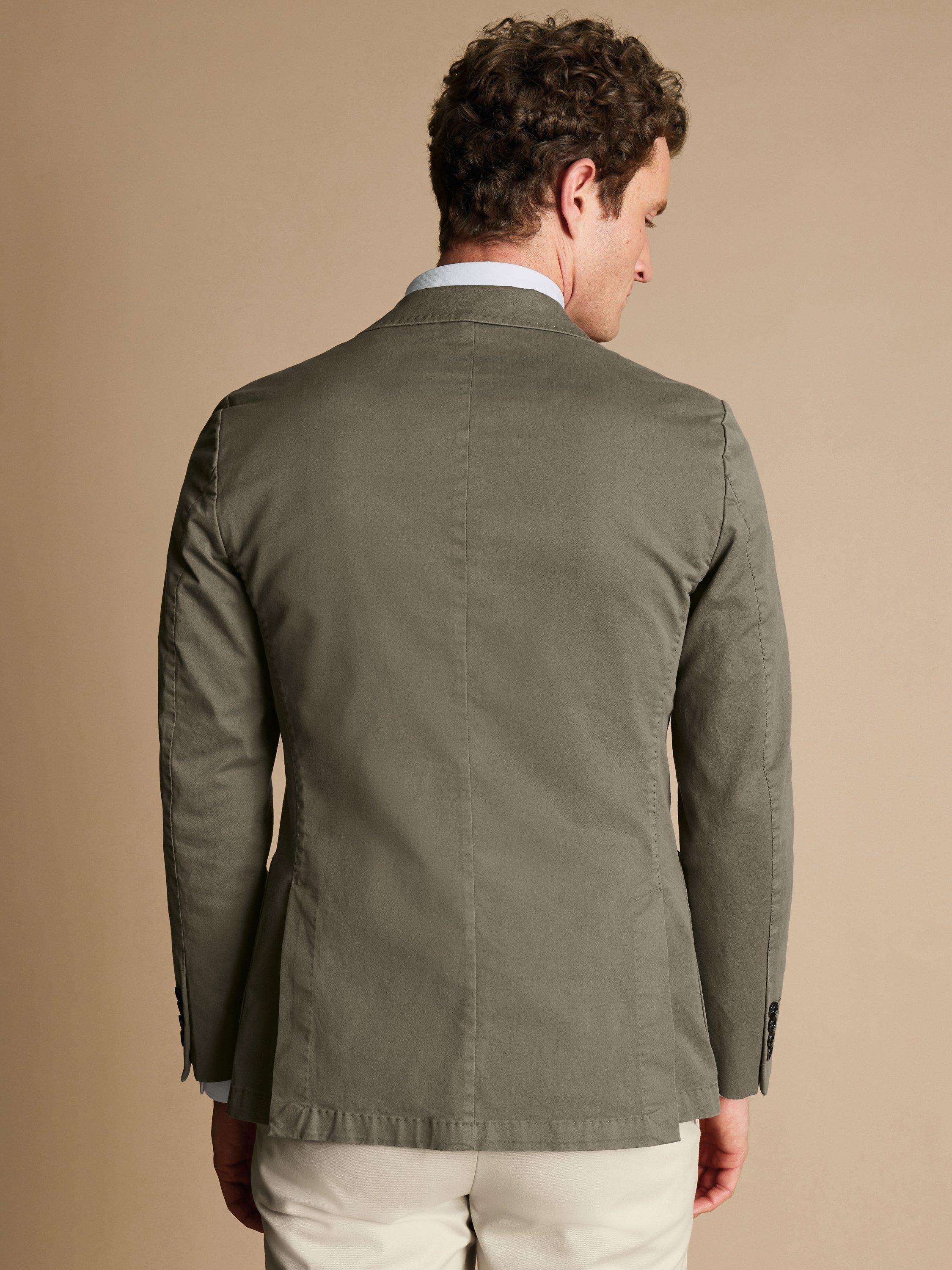 Product image 3 of 5, which shows Charles Tyrwhitt Stretch Cotton Slim Fit Suit Jacket, Olive, 42S