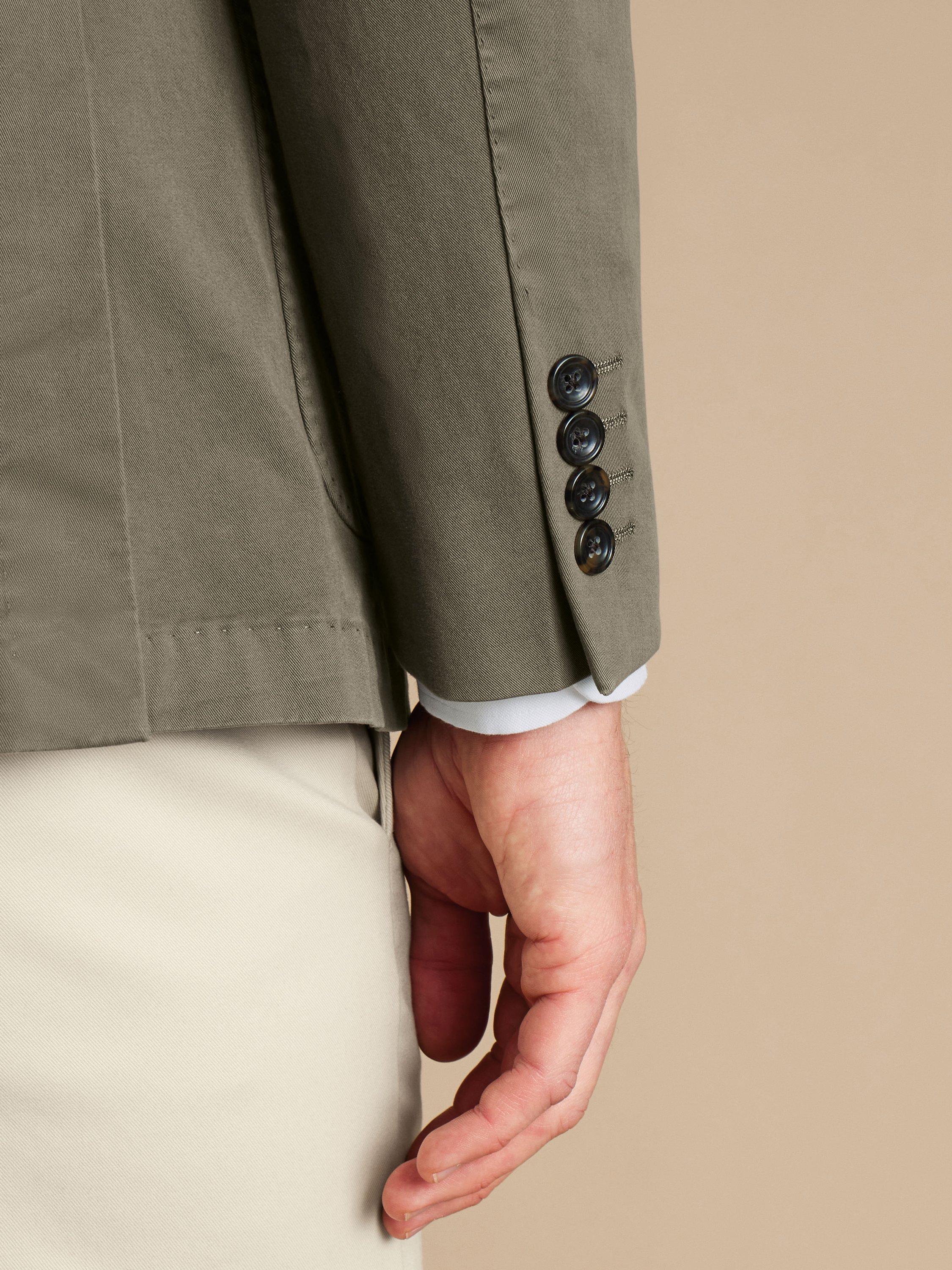Product image 4 of 5, which shows Charles Tyrwhitt Stretch Cotton Slim Fit Suit Jacket, Olive, 42S