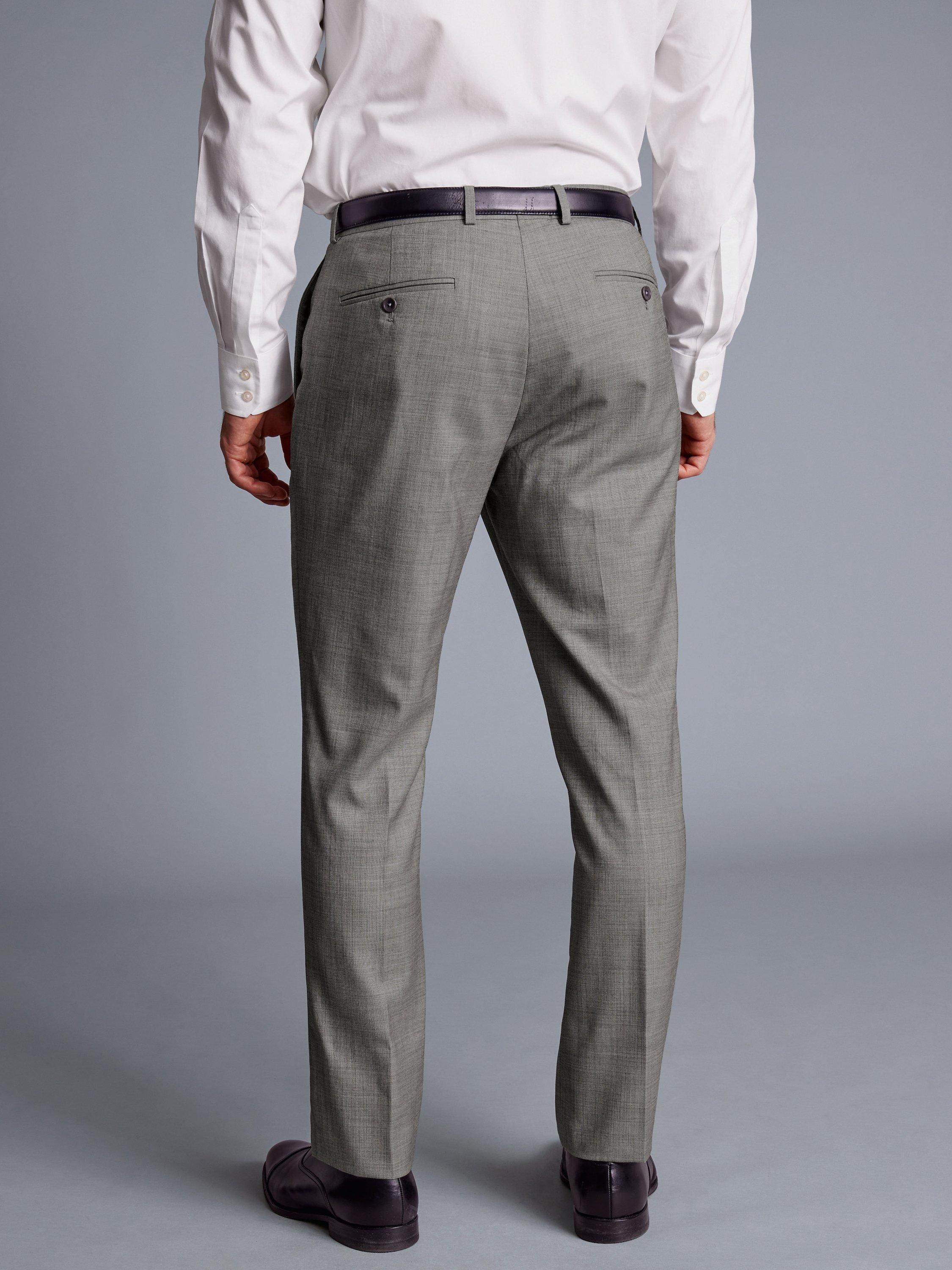 Product image 2 of 2, which shows Charles Tyrwhitt Slim Fit Sharkskin Suit Trousers, Light Grey, 34R