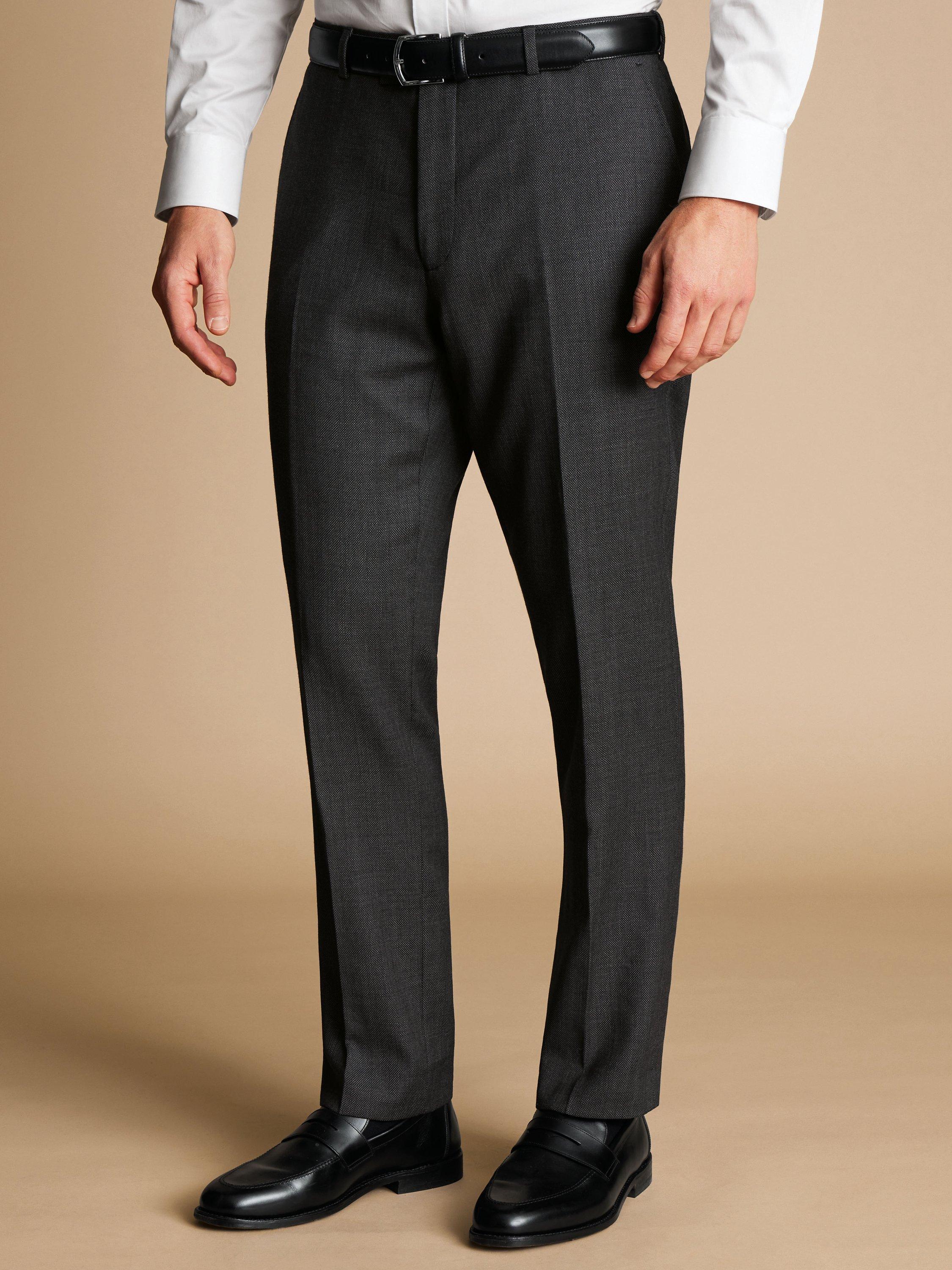 Product image 2 of 3, which shows Charles Tyrwhitt Slim Fit Birdseye Suit Trousers, Grey, 40R