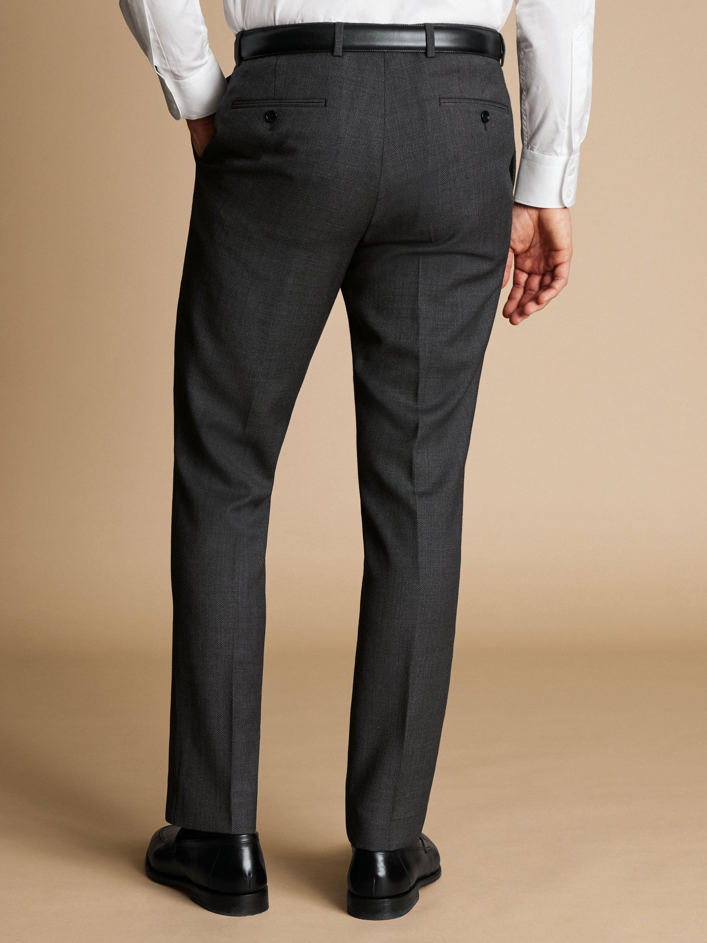 Product image 3 of 3, which shows Charles Tyrwhitt Slim Fit Birdseye Suit Trousers, Grey, 40R