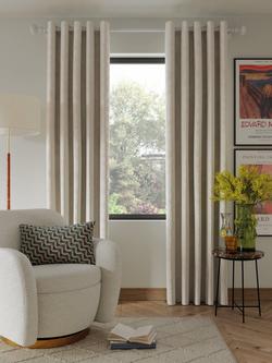 John Lewis Alea Pair Lined Eyelet Curtains, Gold - view 2, Gold