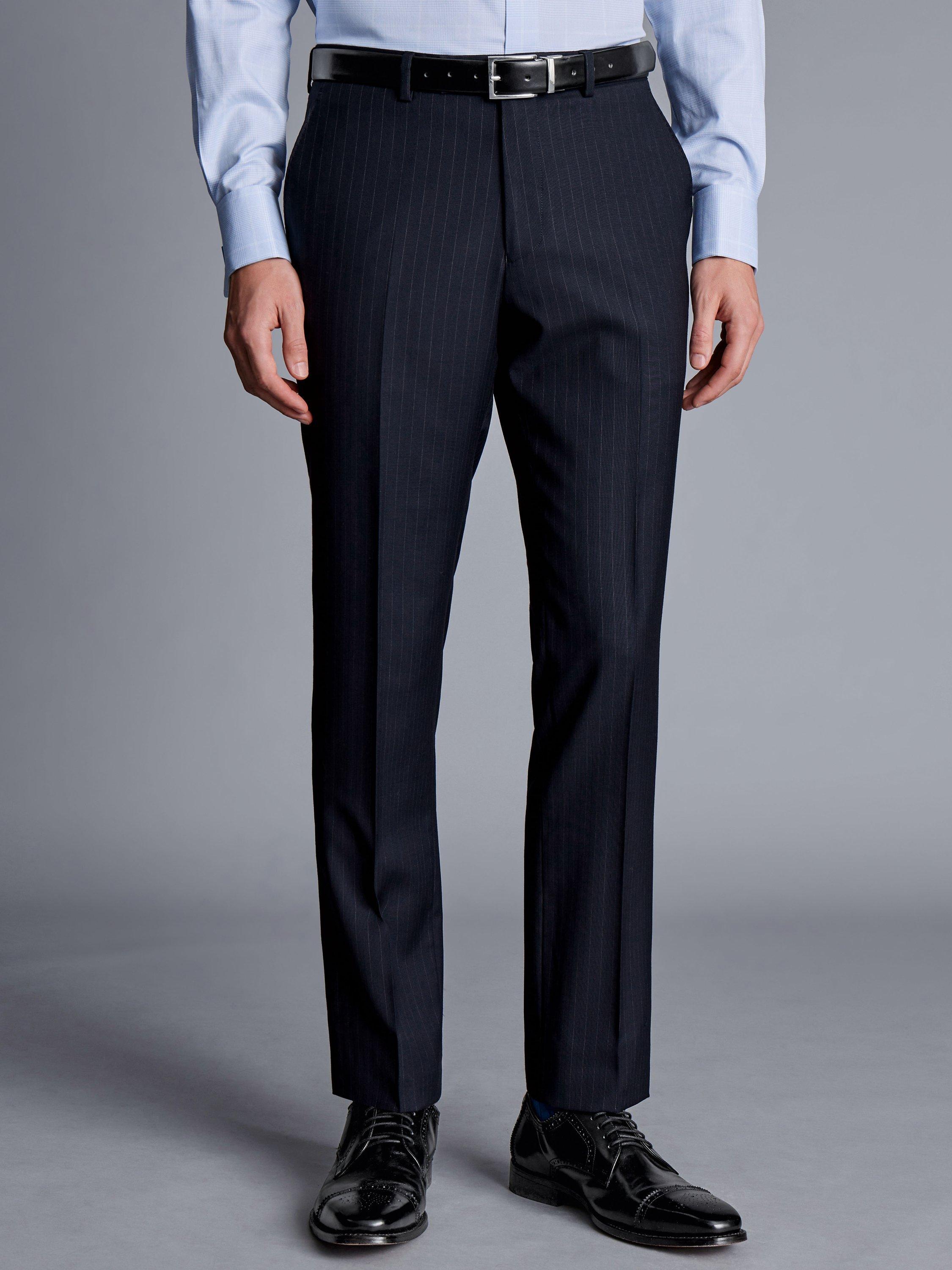 Product image 2 of 3, which shows Charles Tyrwhitt Slim Fit Birdseye Weave Suit Trousers, Navy, 40R