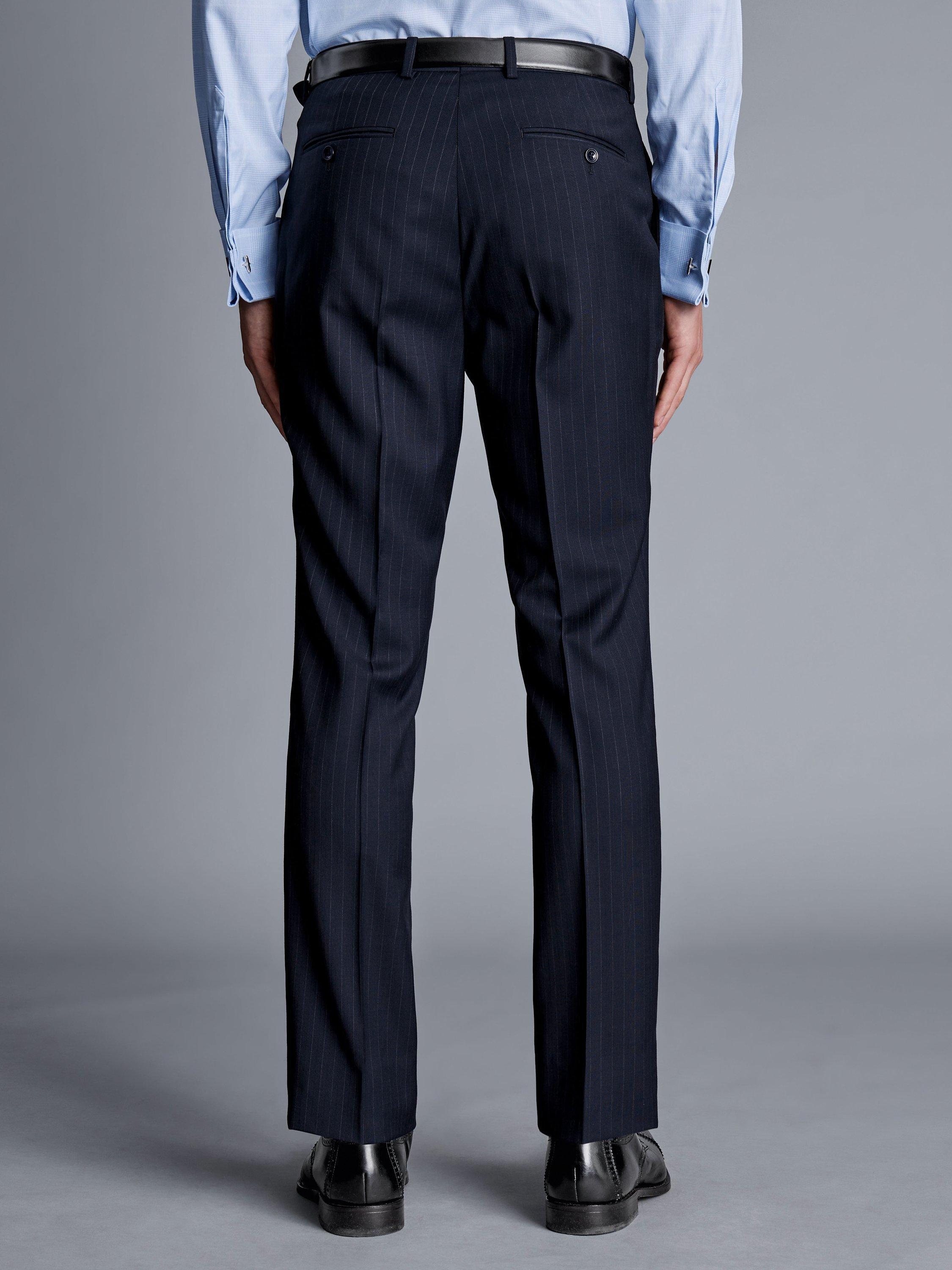Product image 3 of 3, which shows Charles Tyrwhitt Slim Fit Birdseye Weave Suit Trousers, Navy, 40R