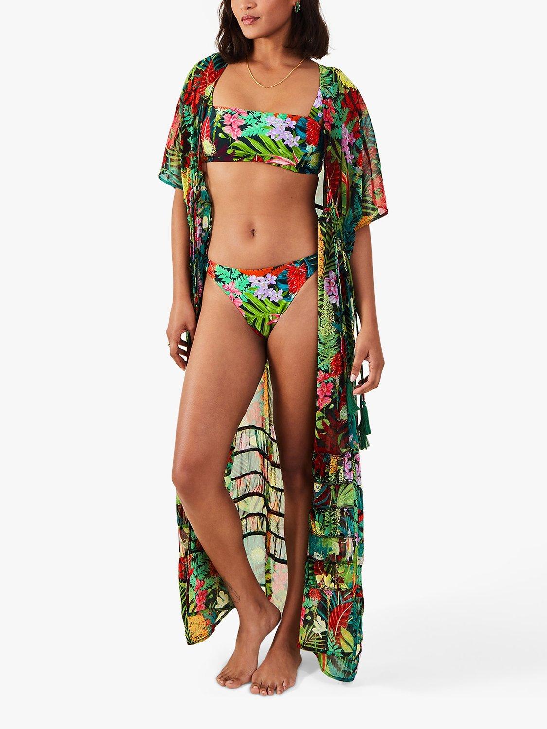 Accessorize Jungle Print Maxi Kaftan, Green/Multi