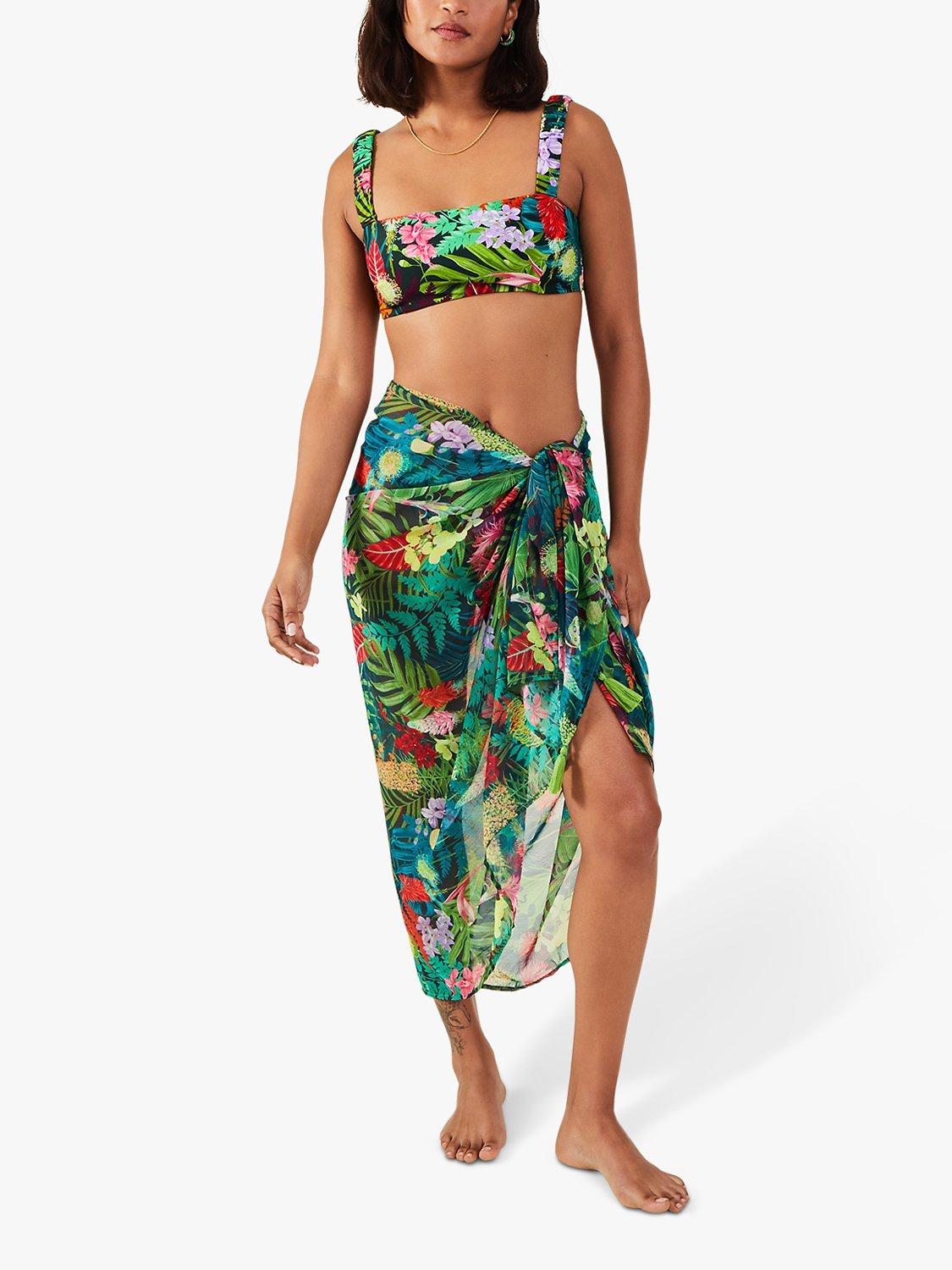 Product image 1 of 3, which shows Accessorize Jungle Print Tassel Sarong, Brights/Multi, One Size