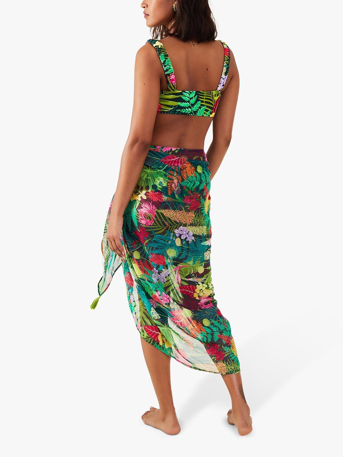 Product image 2 of 3, which shows Accessorize Jungle Print Tassel Sarong, Brights/Multi, One Size