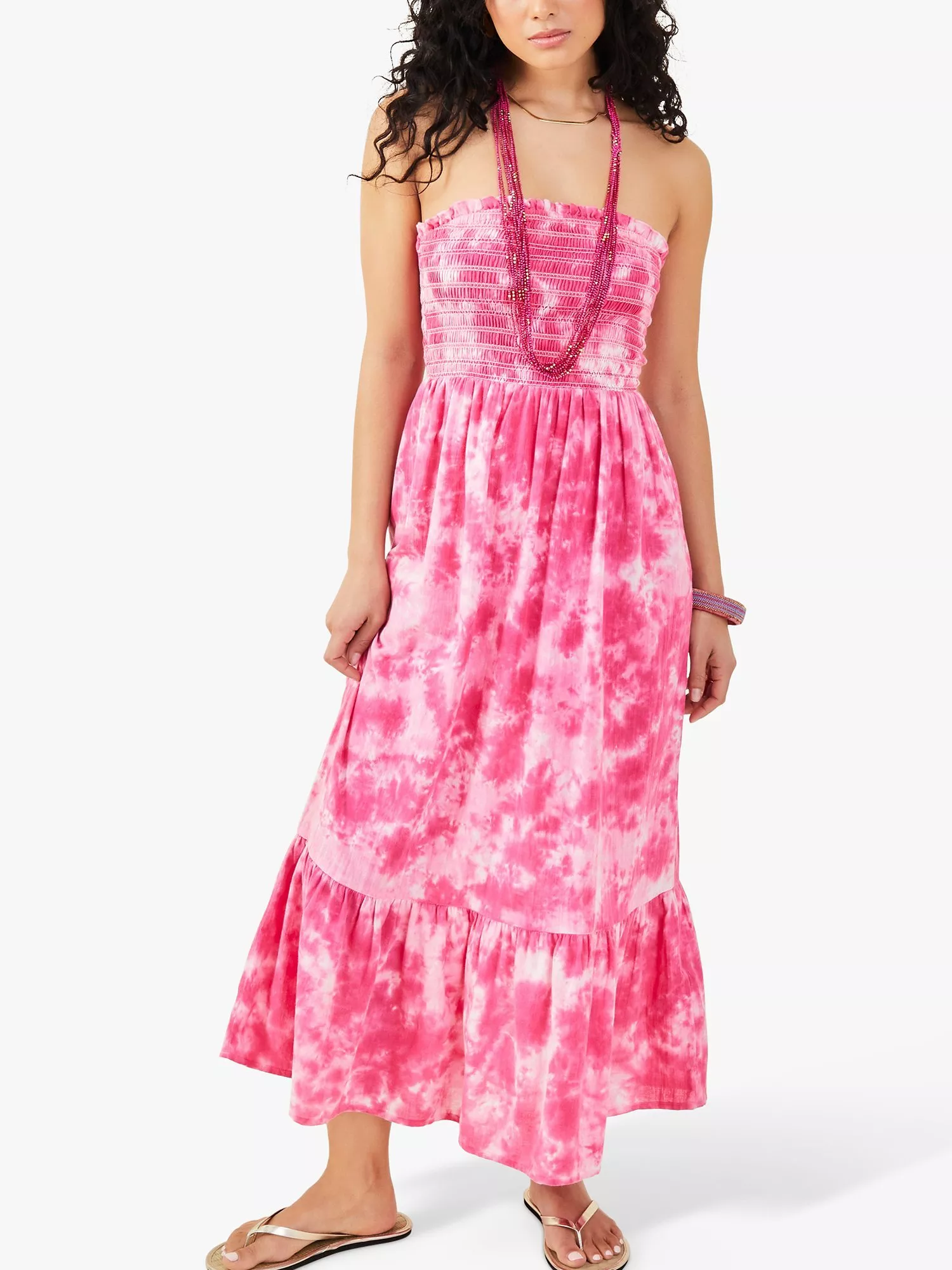 Pink tie dye maxi dress best sale