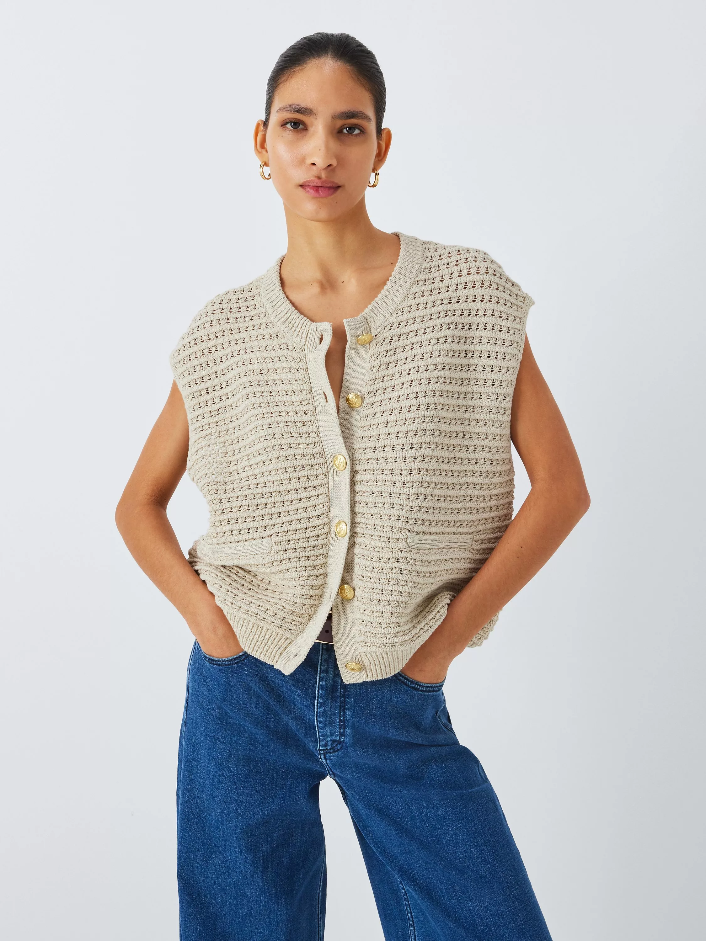 rag bone Marlee Cotton Blend Knit Vest Turtledove