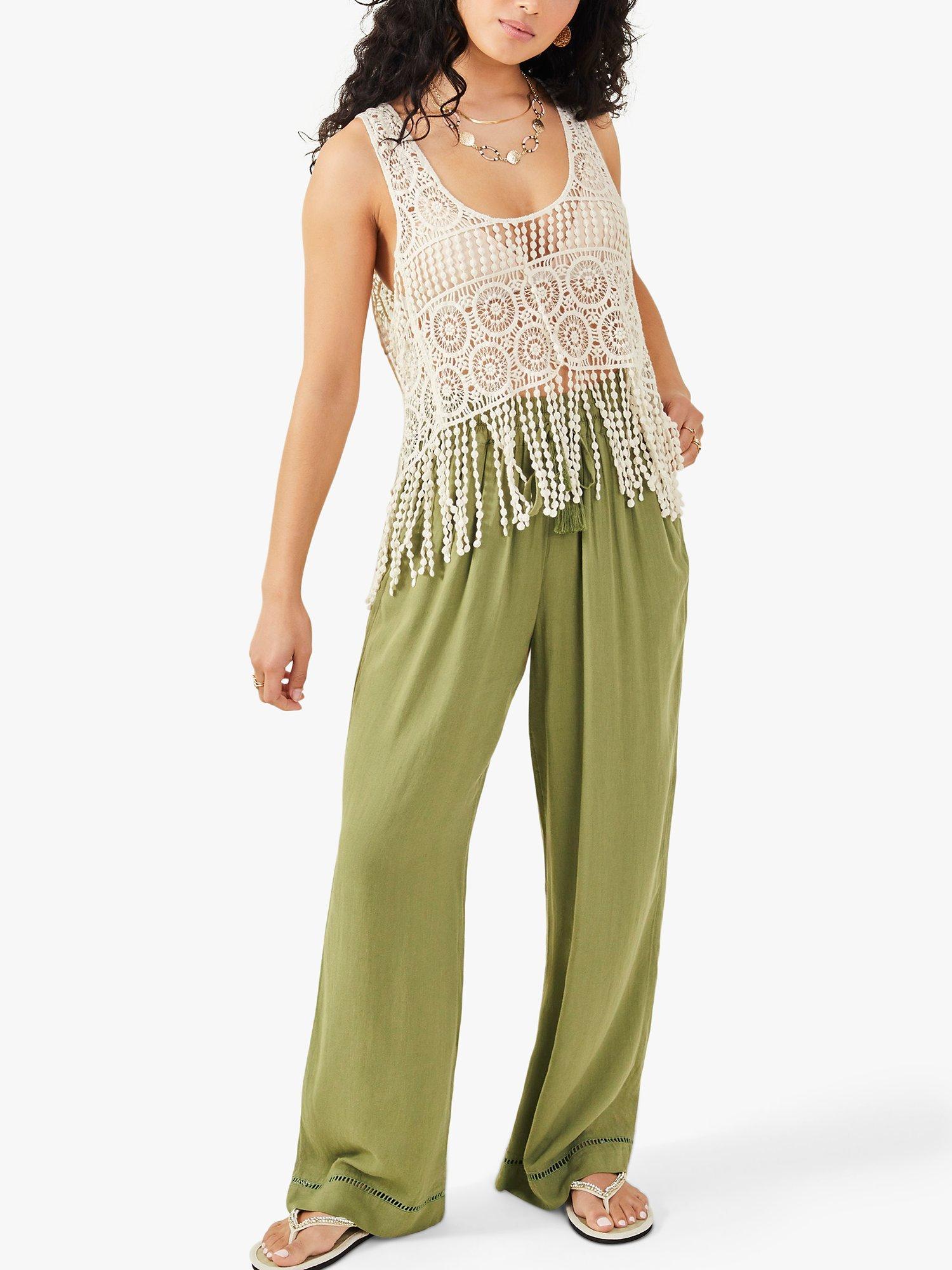Accessorize Crochet Cotton Top, Natural