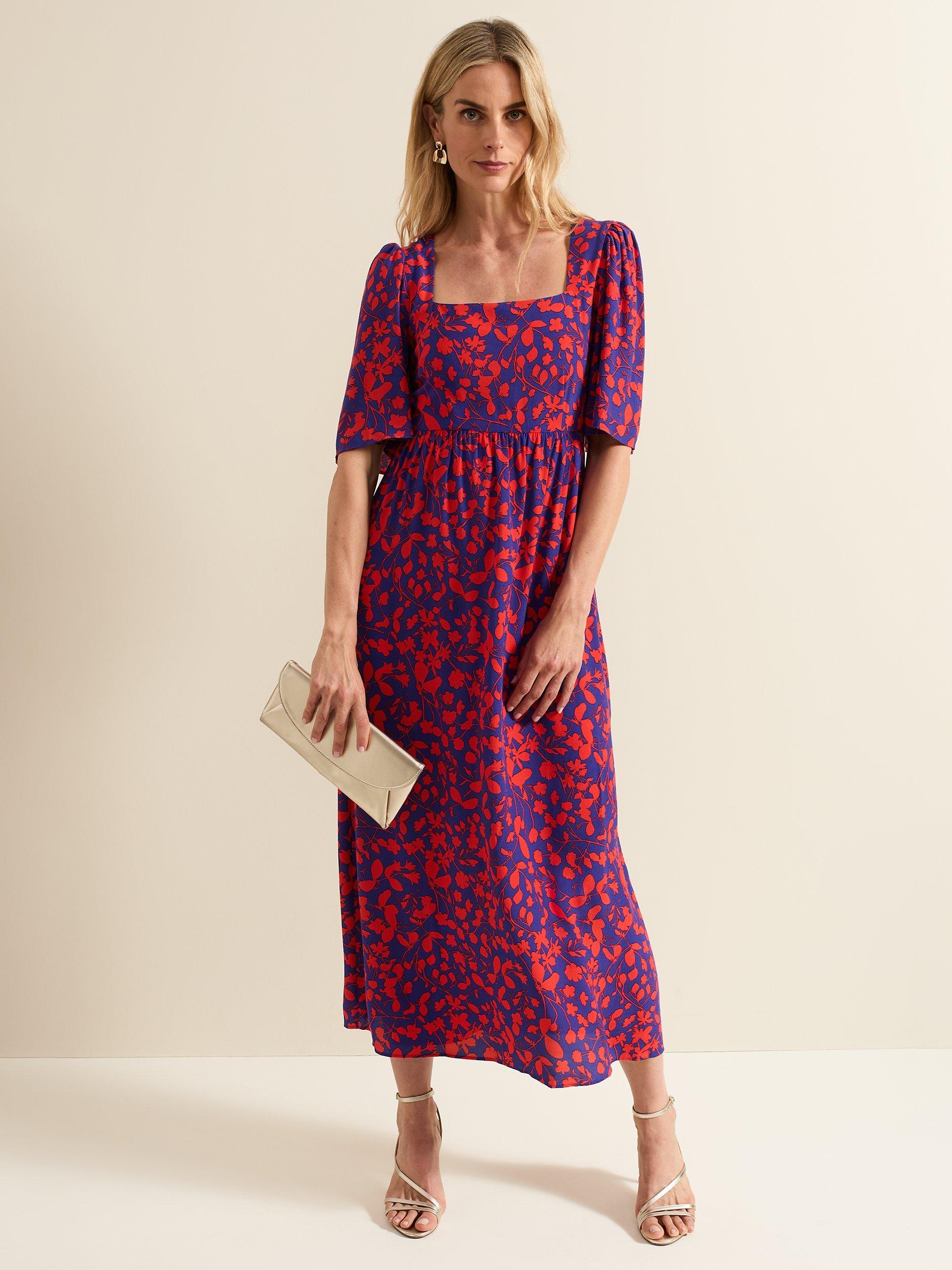 Phase Eight Ayesha Floral Midaxi Dress, Red/Purple