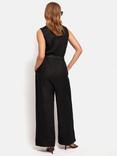 Jigsaw Sleeveless Linen Jumpsuit, Black