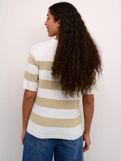 KAFFE Kalizza Fine Knit Stripe Jumper, Chalk/Feather - view 2, Chalk/Feather