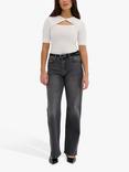 MY ESSENTIAL WARDROBE Busta Knot Neck Ribbed Blouse, Snow White