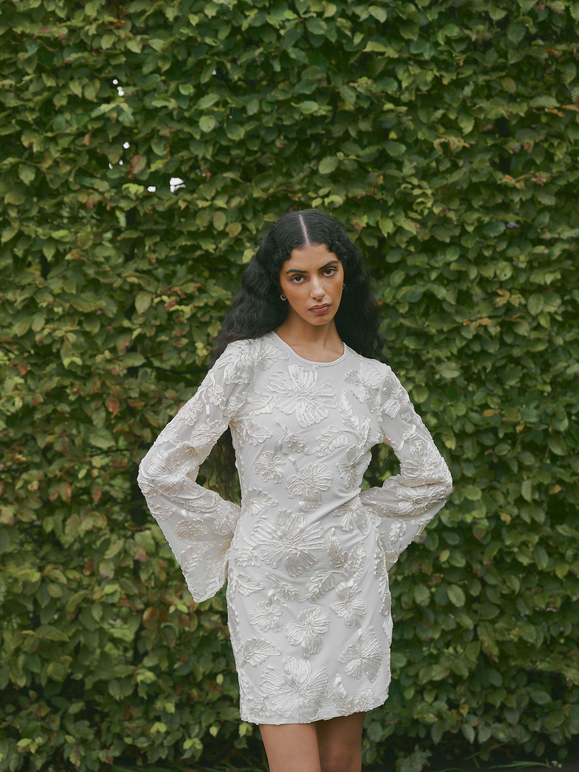 Twist Tango Freesia Textured Floral Mini Dress Ivory