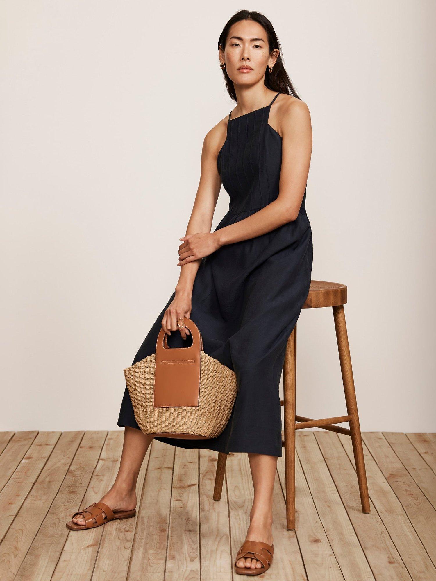 Mint Velvet Pleated Midi Dress, Navy