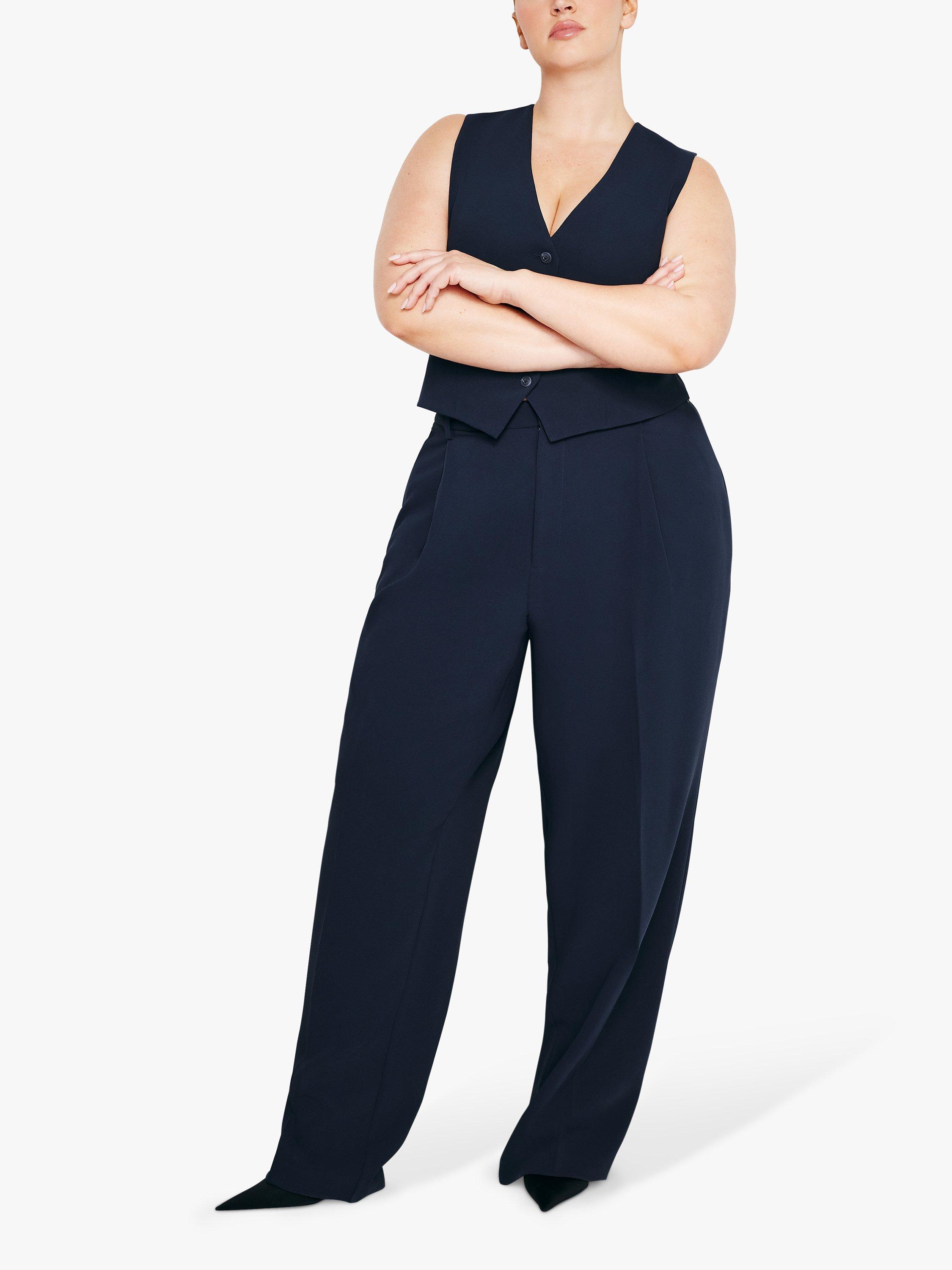 Product image 2 of 5, which shows Good American Luxe Column Suit Trousers, New Navy, 34