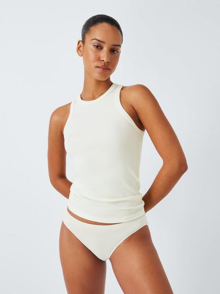 John Lewis Heat Generating Ribbed Racer Back Vest, Ivory