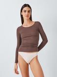 John Lewis Heat Generating Ribbed Long Sleeve Top, Chocolate