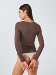 John Lewis Heat Generating Ribbed Long Sleeve Top, Chocolate