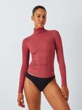 John Lewis Heat Generating High Roll Neck Thermal Top, Navy, Red Earth