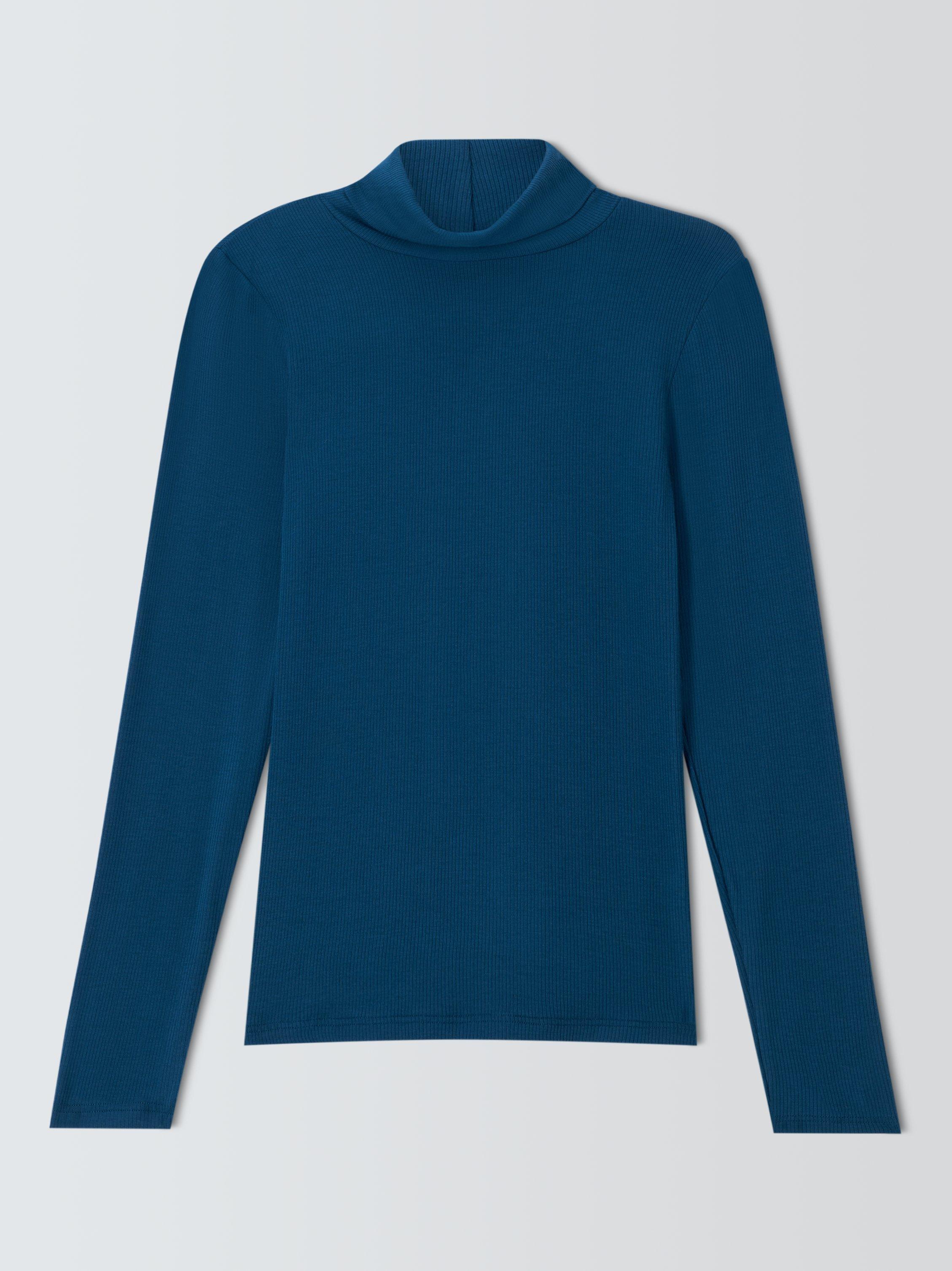 John Lewis Heat Generating High Roll Neck Thermal Top, Navy, Navy