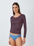 John Lewis Heat Generating Ribbed Long Sleeve Top, Plum