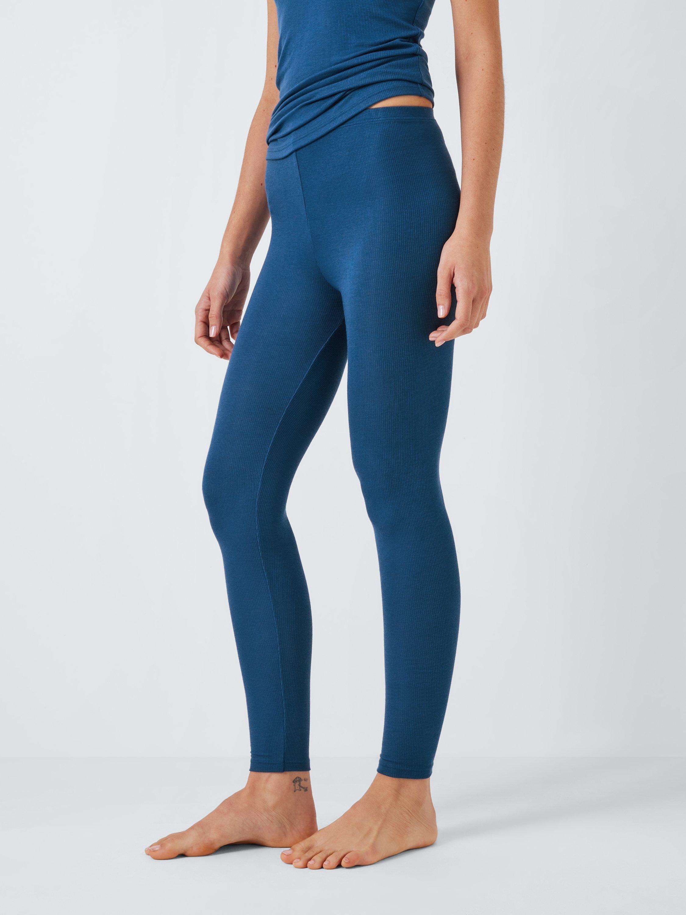 John Lewis Heat Generating Ribbed Thermal Leggings Navy