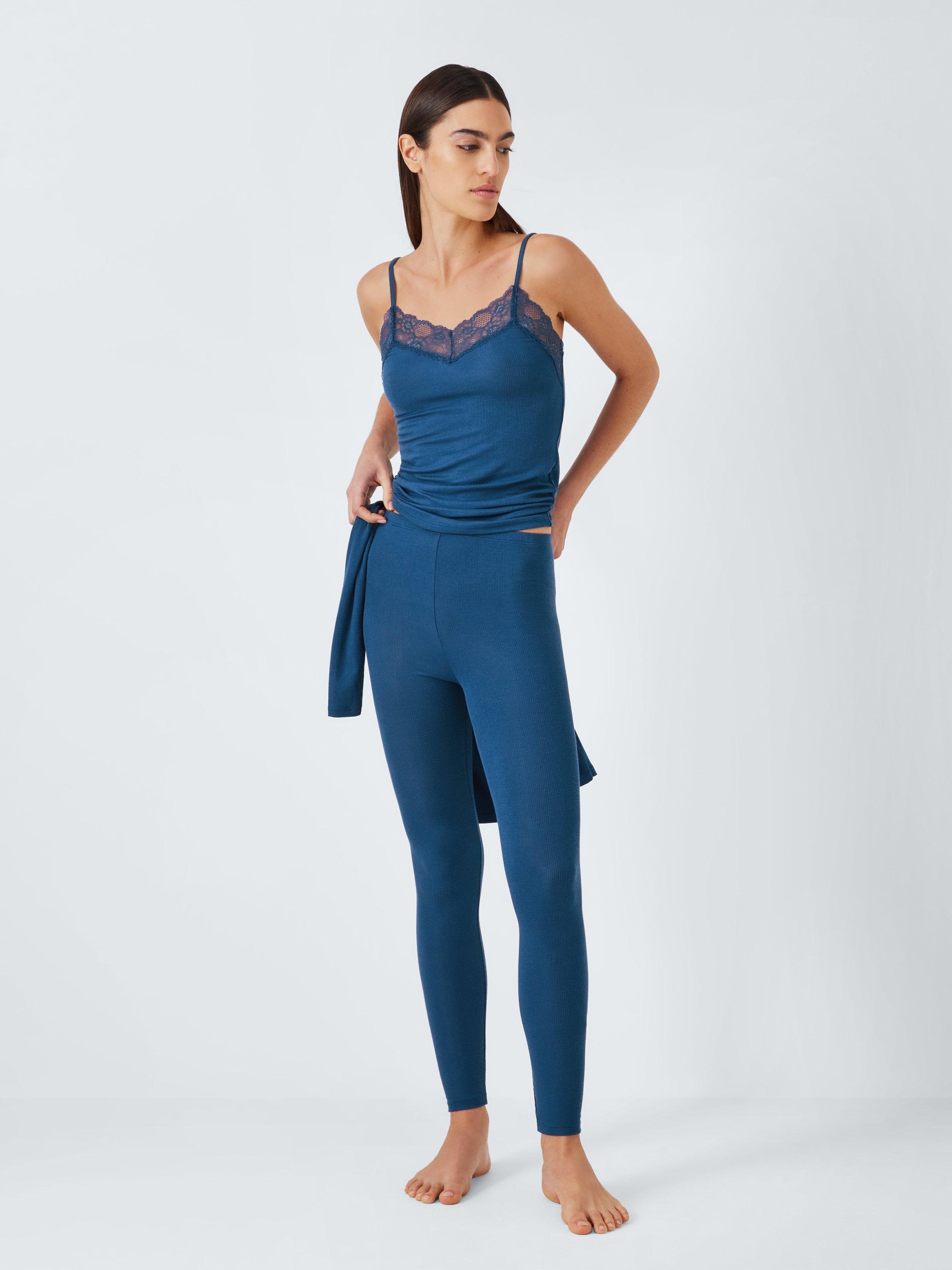 John Lewis Heat Generating Ribbed Thermal Leggings Navy