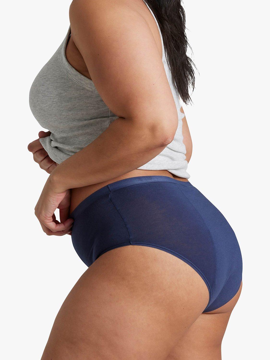 Product image 6 of 8, which shows Love Luna Period Proof Full Briefs, Pack of 2, Navy/Pink, 8-10