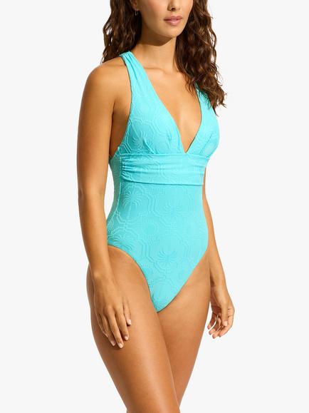 Seafolly Oasis X Back Swimsuit, Atoll - view 2, Atoll