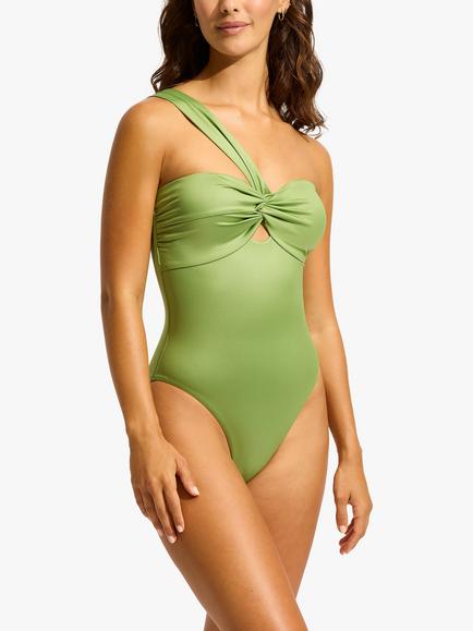 Seafolly Loop Front Bandeau Swimsuit, Sage - view 2, Sage