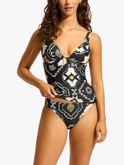 Seafolly Kasbah Retro Bikini Bottoms, Black Black, Black Black