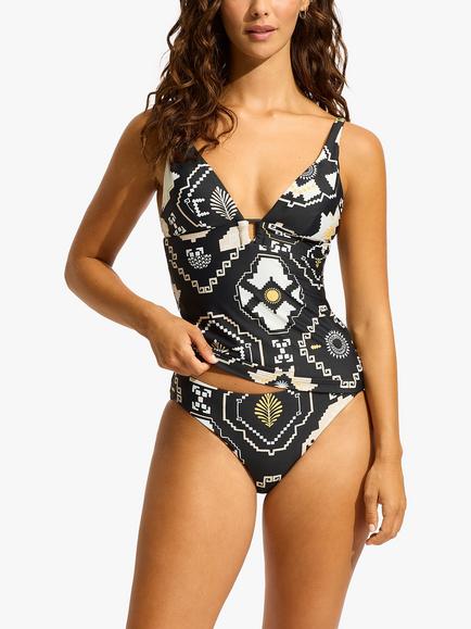 Seafolly Kasbah Retro Bikini Bottoms, Black Black, Black Black