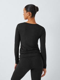 John Lewis Heat Generating Sparkle Long Sleeve Top - view 2, Black