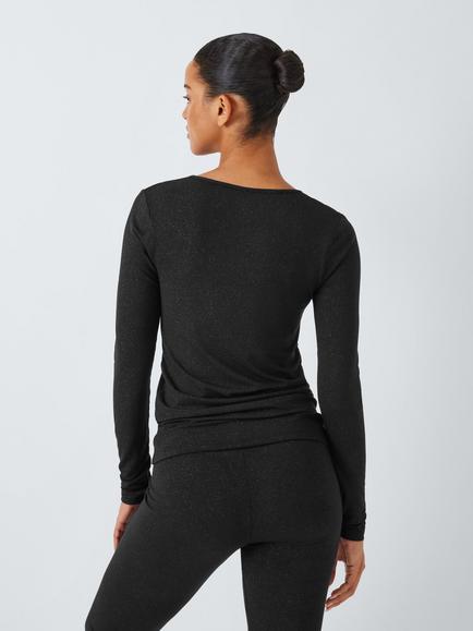 John Lewis Heat Generating Sparkle Long Sleeve Top - view 2, Black