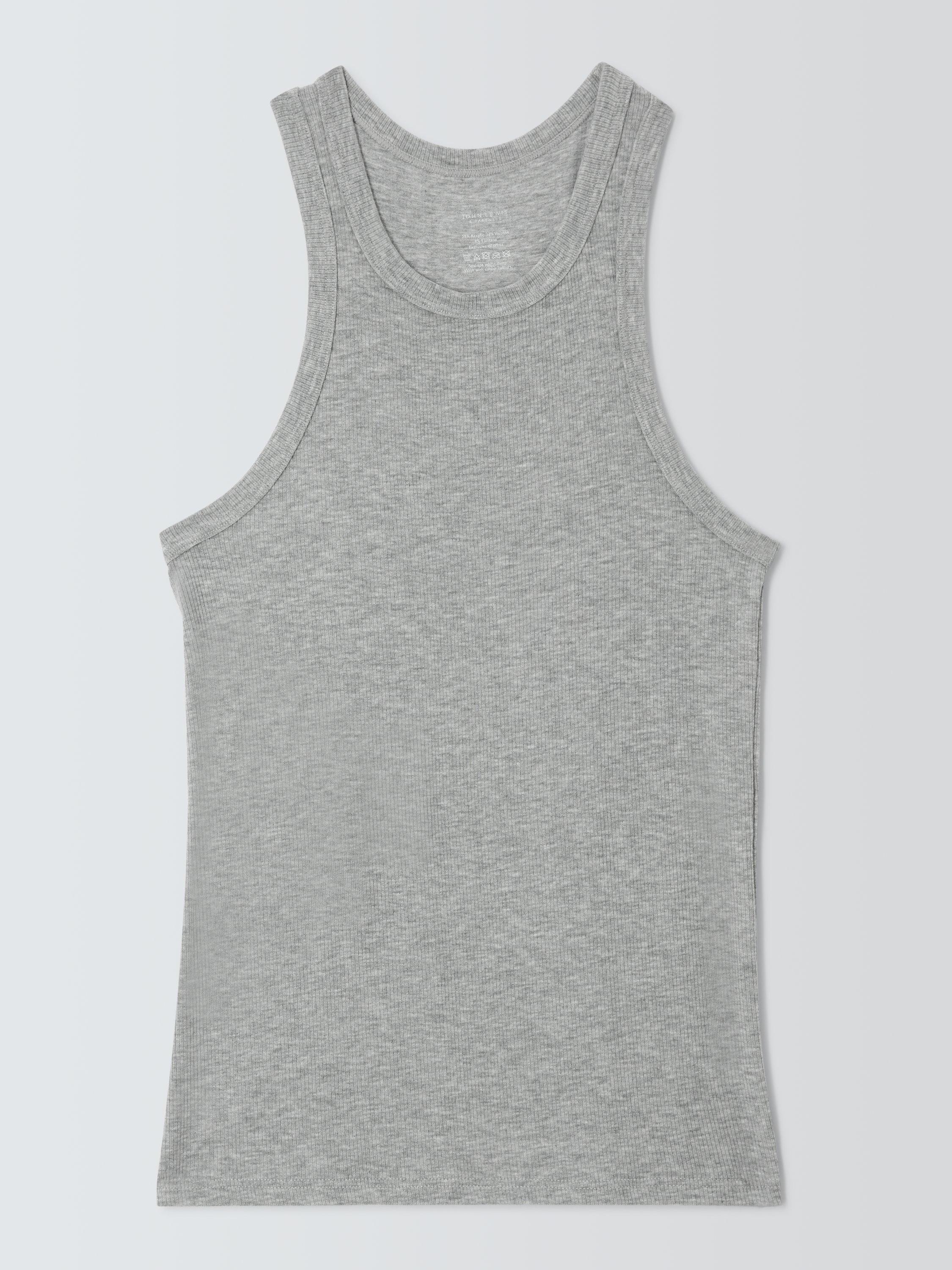 Product image 4 of 6, which shows John Lewis Heat Generating Ribbed Racer Back Vest, Grey Marl, 8-10