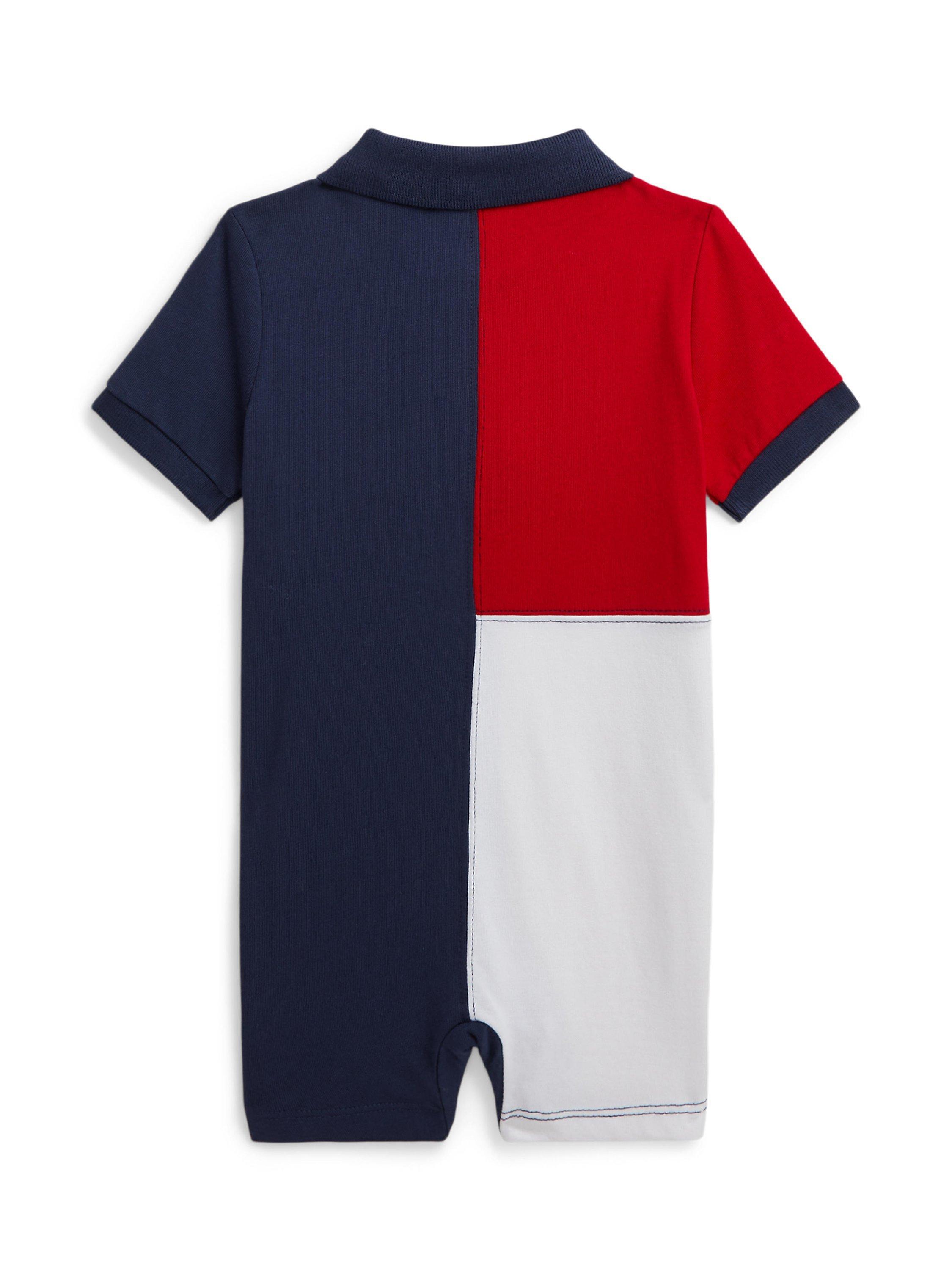 Ralph Lauren Baby Polo Logo Colour Block Romper Red Multi