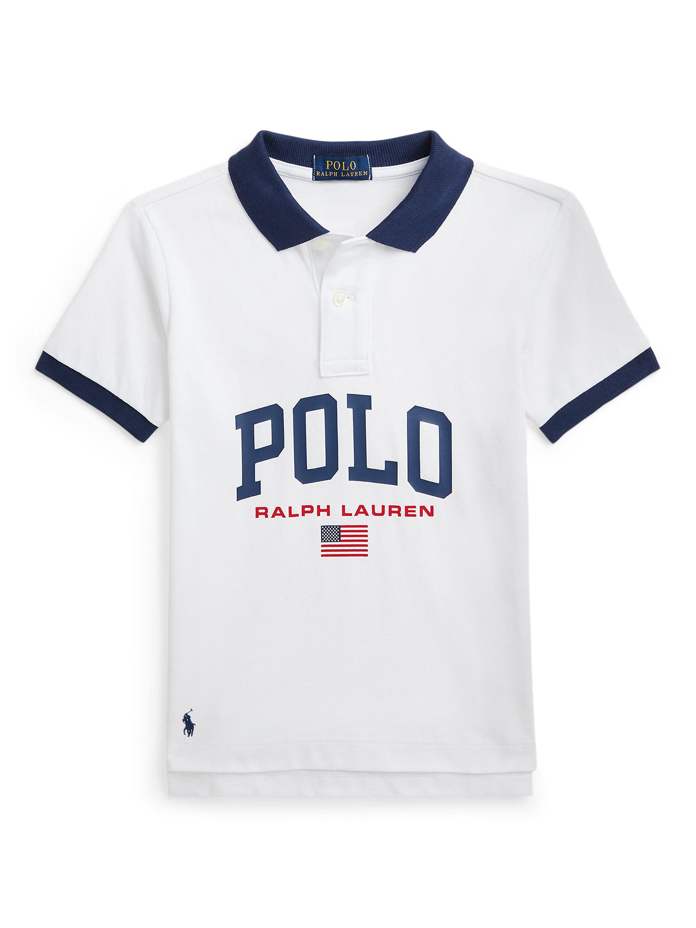 Product image 1 of 2, which shows Ralph Lauren Kids' Sports Logo Top, White, 6 years