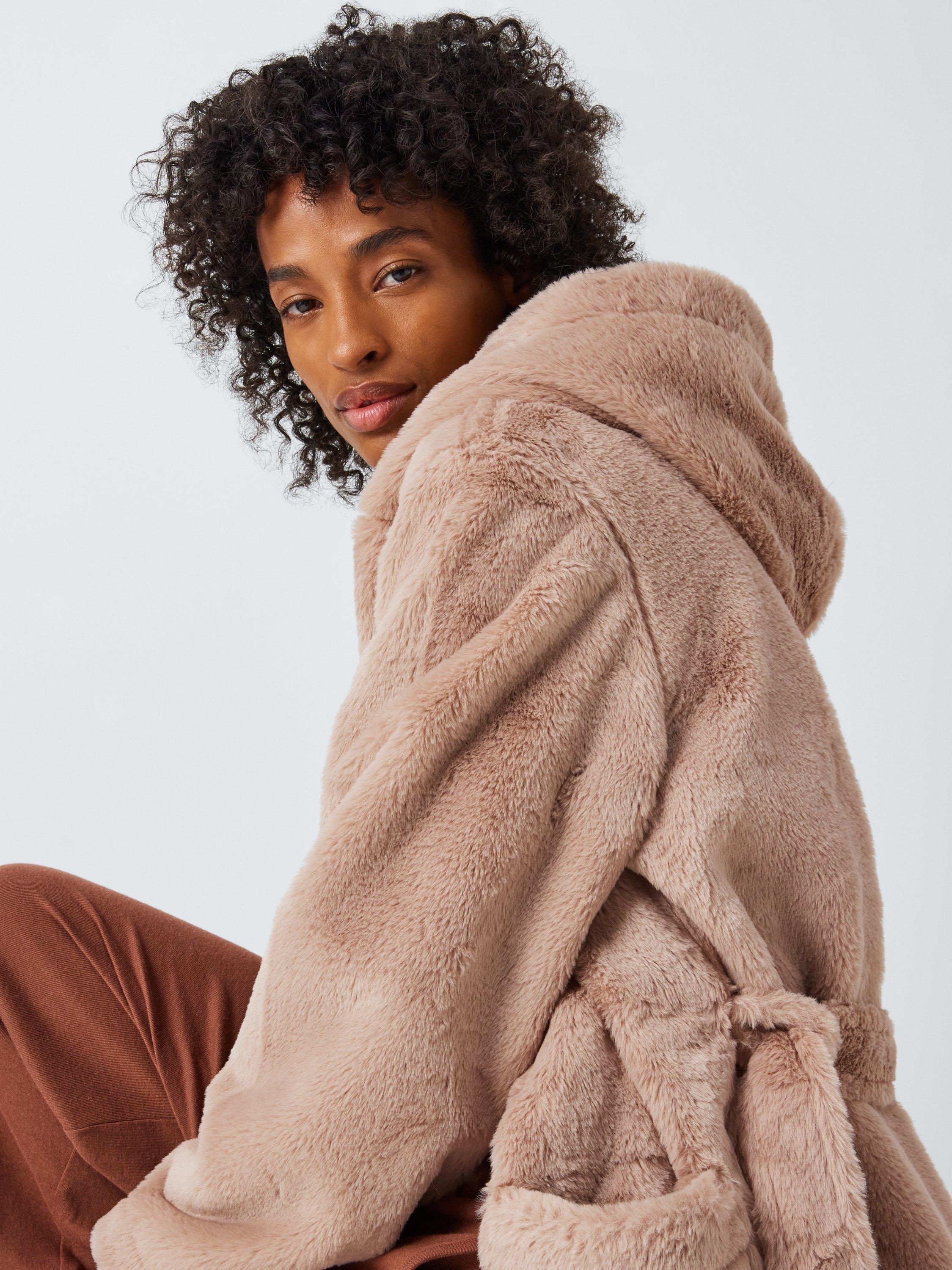 John Lewis Faux Fur Dressing Gown, Caramel