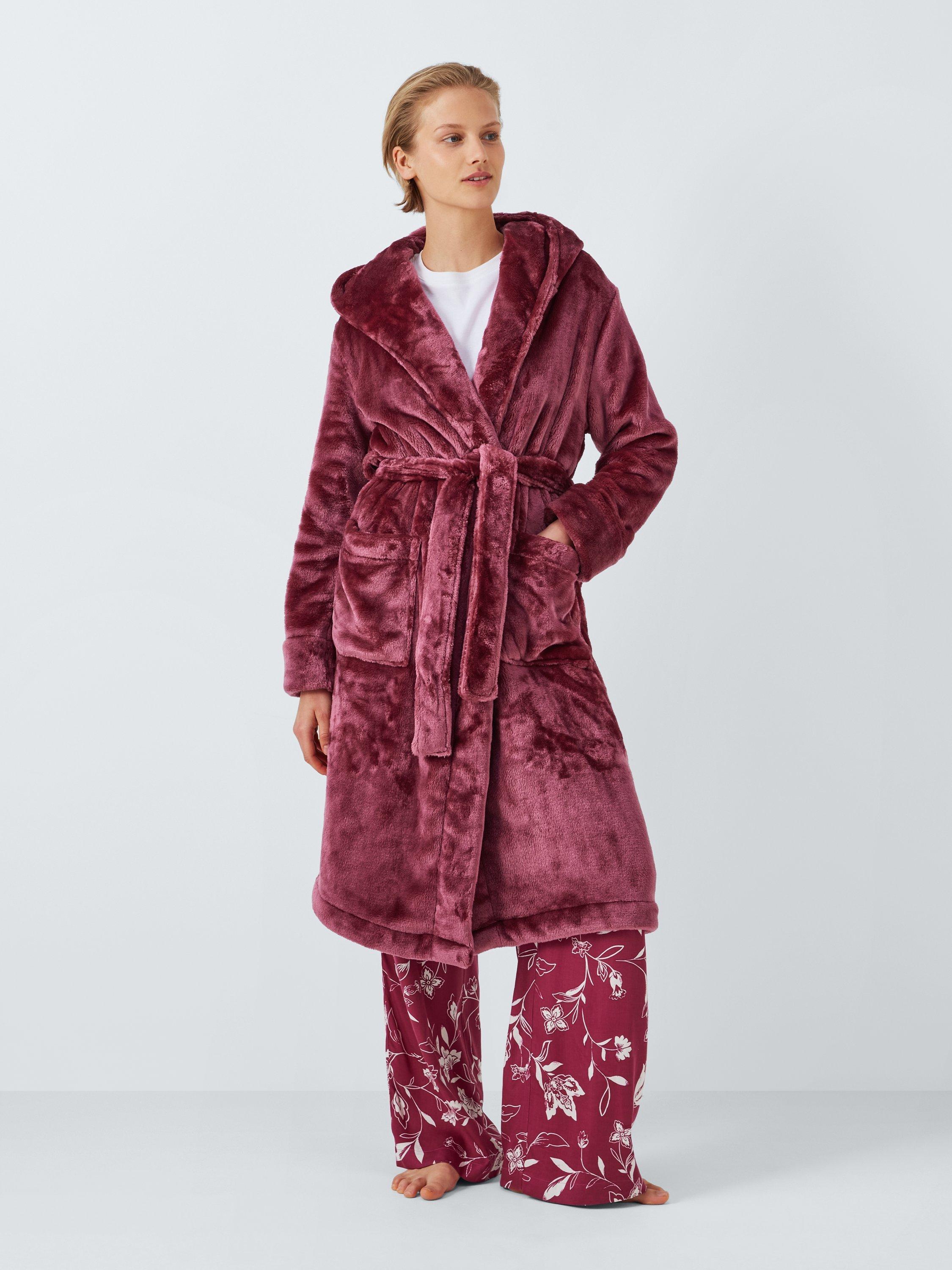 John Lewis Cece Shimmer Fleece Dressing Gown Maroon