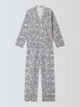 John Lewis Stag Brushed Cotton Pyjama Set, Grey/Ivory