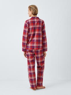 John Lewis Christmas Plaid Check Brushed Cotton Pyjama Set, Red - view 2, Red