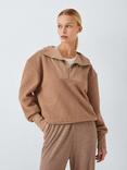 John Lewis Boucle Half Zip Lounge Top, Caramel